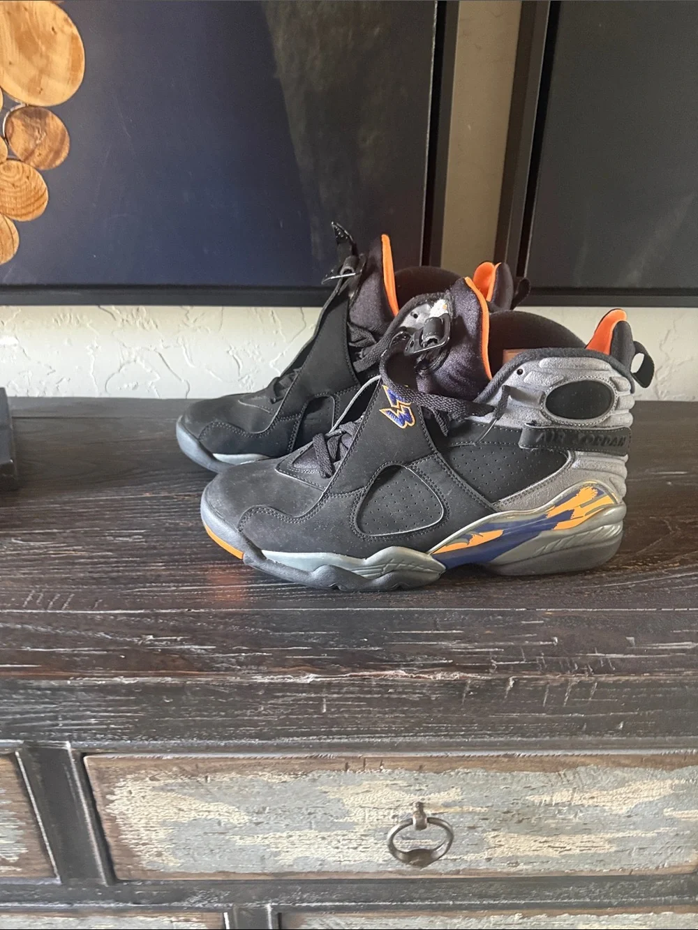 Jordan Men’s Black and Orange High-Top Basketball Sneakers